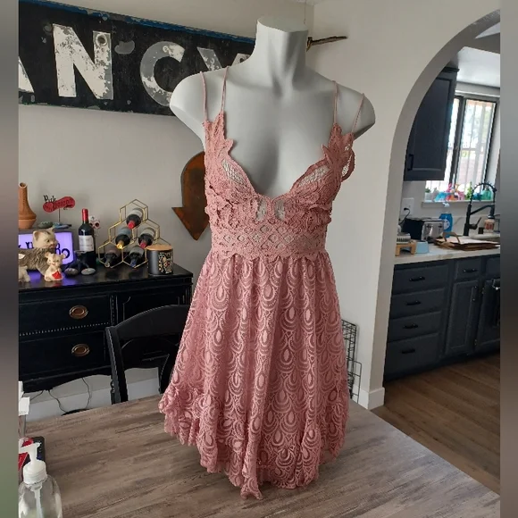 Free People Adella Lace and Burnout Velvet Skater Dress Free People Adella Lace and Burnout Velvet Skater Dress